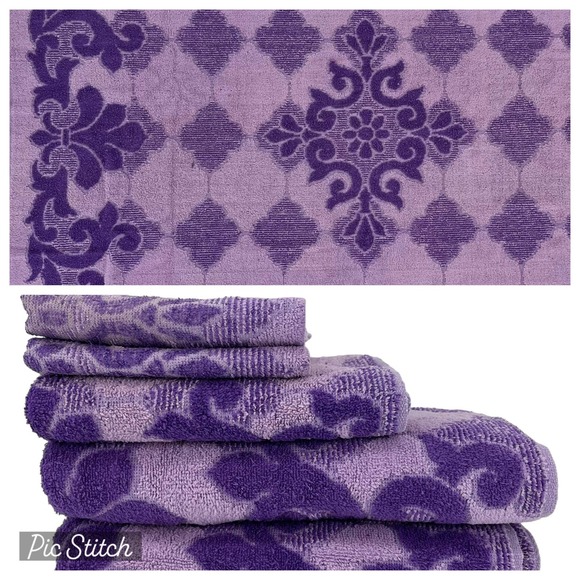 Vintage Bath Vintage 7s Jc Penney Bath Towel Set Of 5 Purple Floral